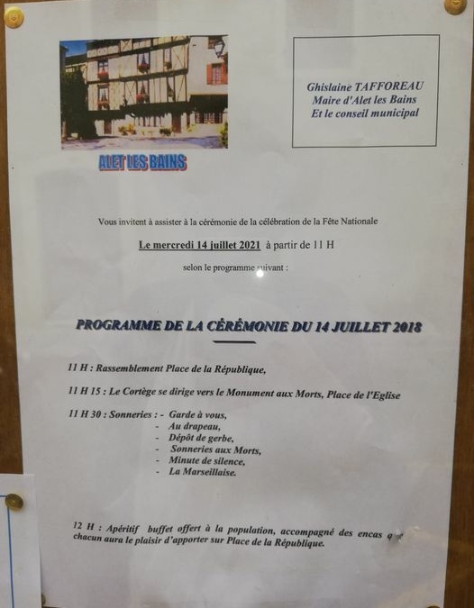 le 14 juillet à Alet les Bains