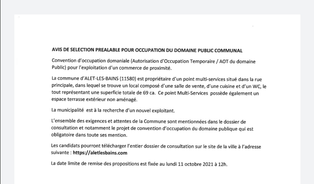 reprise du point multi services