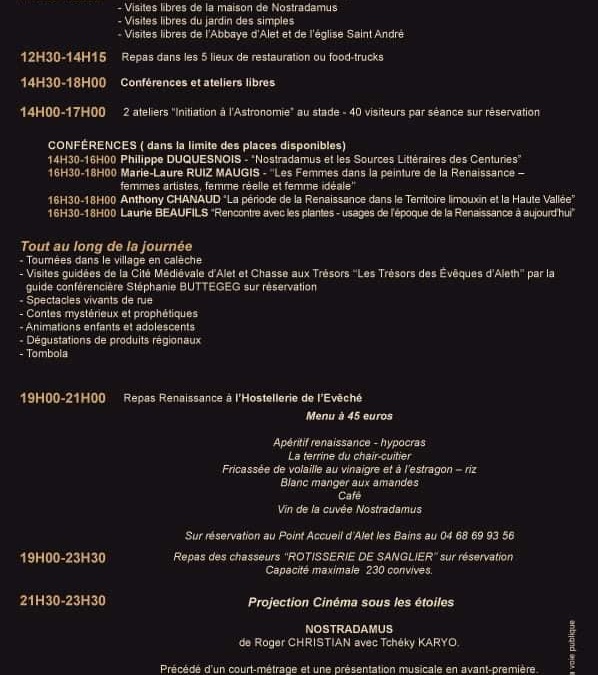 Nostradamus en Aleth, ce samedi 27 septembre