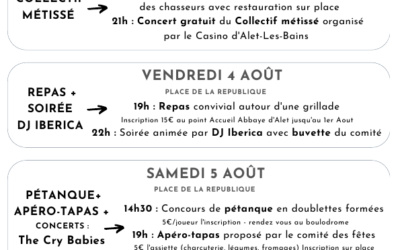 Alet en Fête, du 3 au 6 Août