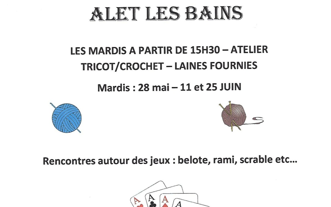 Après-midi jeux et crochet, animé par Anim&rsquo;Alet