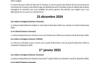 Fermeture fin d&rsquo;année